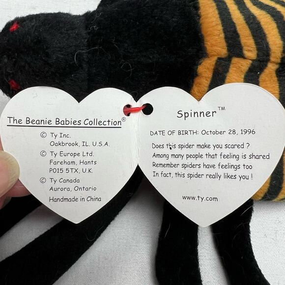 Ty Original Beanie Baby Spinner The Spider Retired 1996 RARE Multiple Errors - Picture 10 of 12